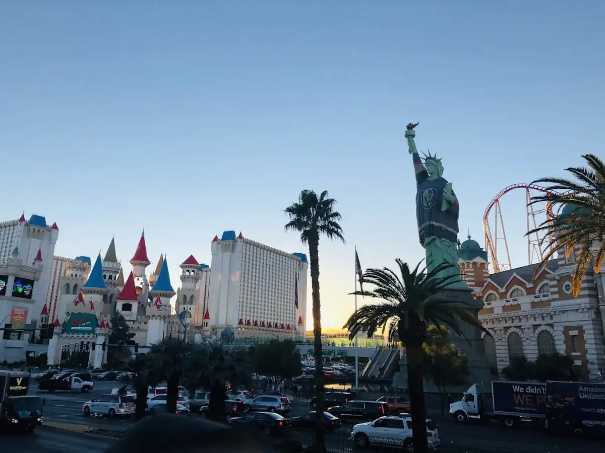 Casino resort entrance and palm trees