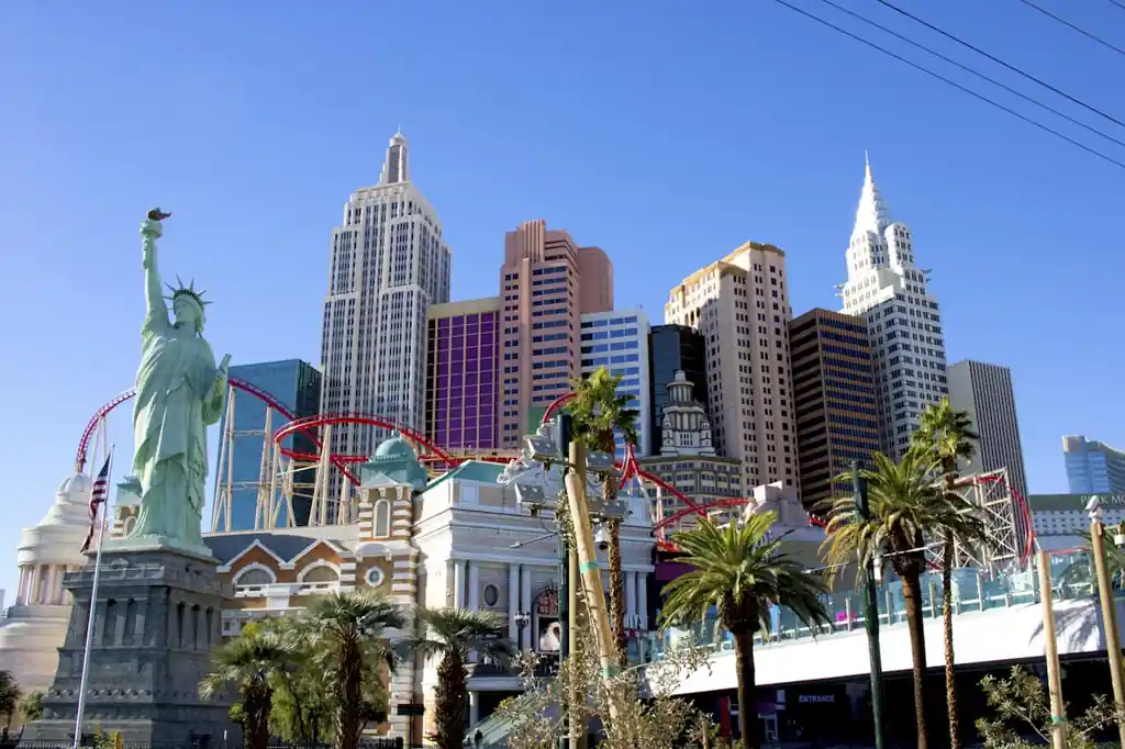 Casino hotel skyline with resort towers